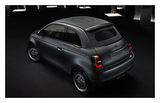 Fiat 500 La Prima Electric Car Giorgio Armani Trim White Image Outline Rear View